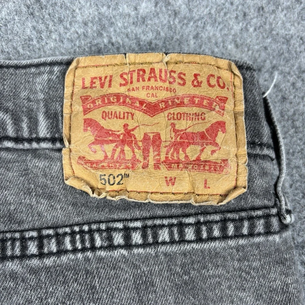 Levi's 502 Jeans Mens 48x38 (Fits 48x34)‎ Black Gray Wash Straight Leg Denim Y2K
